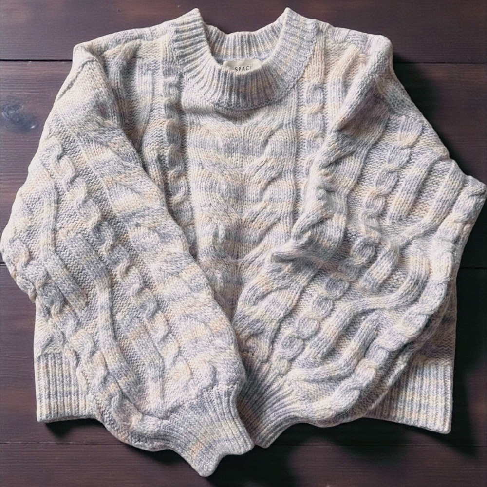 L*Space Ojai Pullover Cable Chunky Sweater Knit Cropped Pastel Multicolor Size S